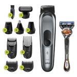 Braun All-in-one Trimmer 7 MGK7221, 10-in-1 Beard Trimmer for Men, Hair Clipper, For Face, Hair, Body, Ear, Nose, With AutoSense Technology, 8 Attachments, Black/Metallic Grey - Image 2