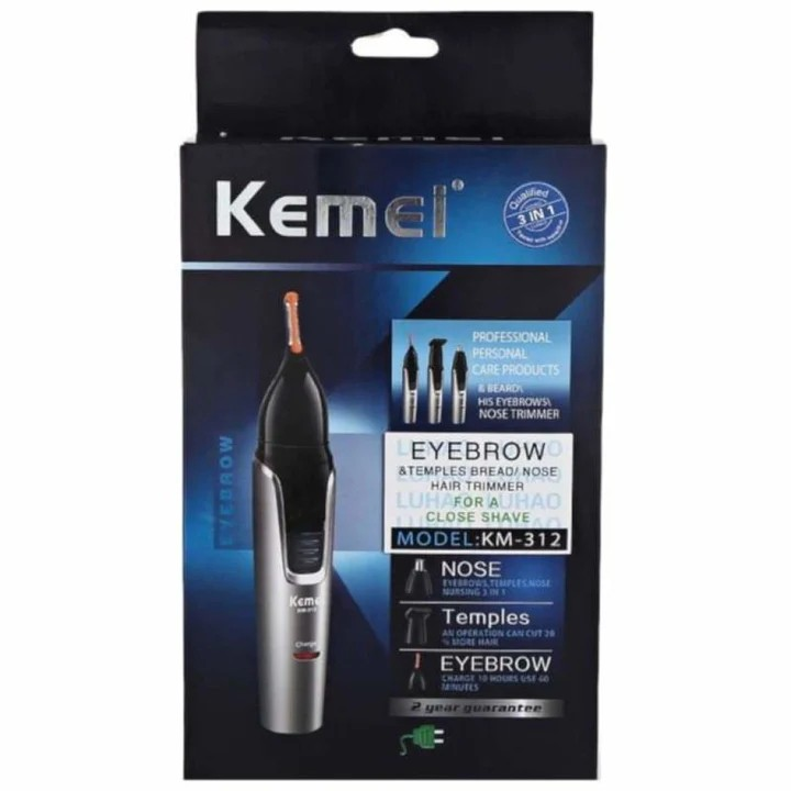 6r8avgjj Kemei 3-in-1 Nose Eyebrow Ear Sideburns Hair Trimmer KM-312 - Image 1