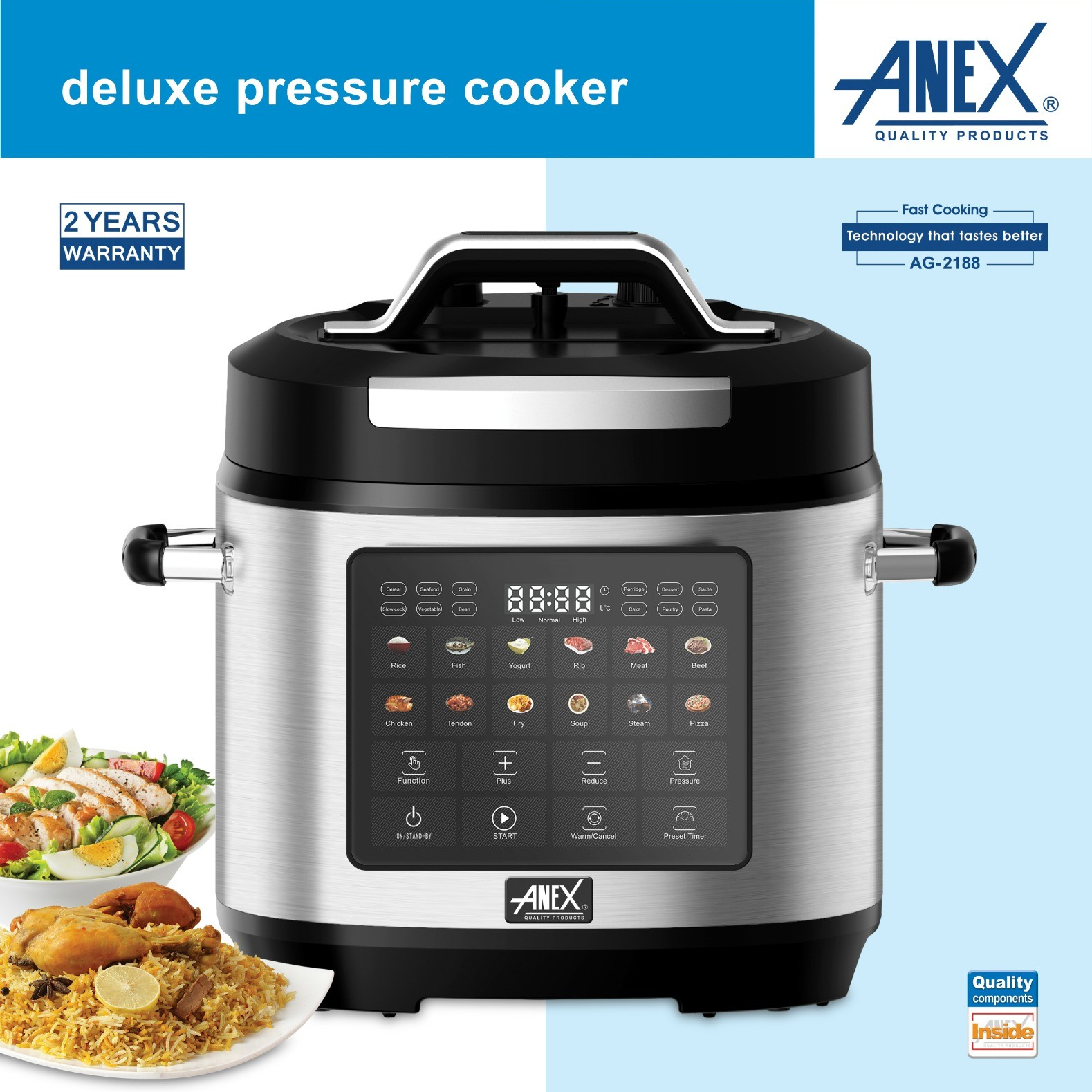 4s48ne1l ANEX Deluxe Electric Pressure Cooker AG-2188 - Image 1